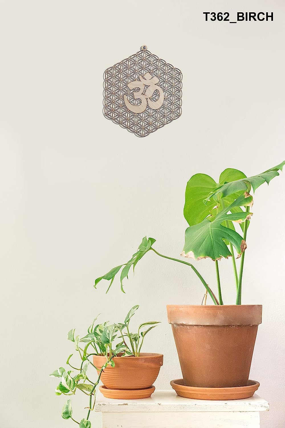Flower of Life with OM – Hand-Painted Wooden Wall Art