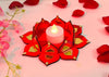 StepsToDo Reversible Lotus Tealight Candle Holders – Set of 2 | Dual-Sided Wooden Diya with Mirror Work | Handcrafted Festival Décor for Diwali, Pooja, Mandir & Gifting