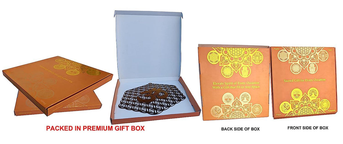 Flower of Life with OM – Hand-Painted Wooden Wall Art