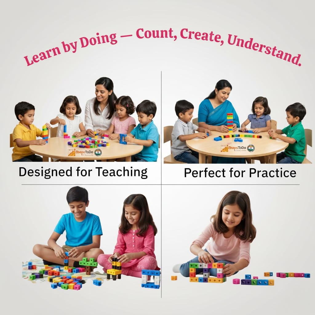 Unifix Linking Maths Cubes – 100 Pieces, 2 cm, 10 Colours