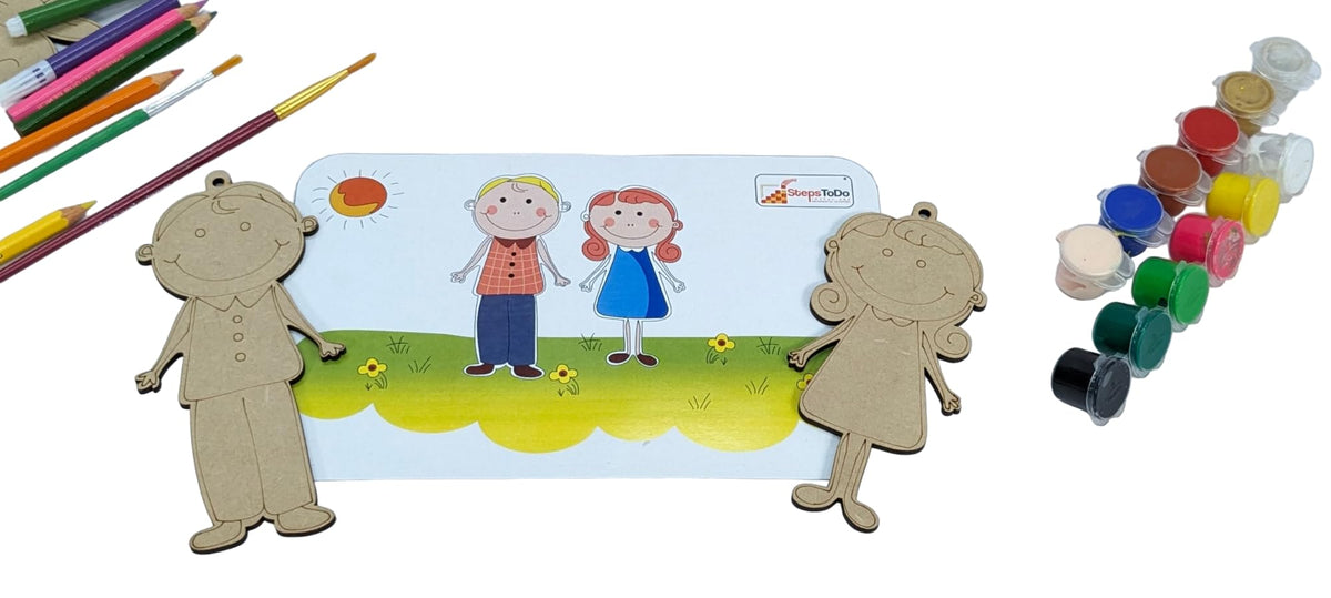Family & Pets Wooden Painting Kit with Flash Cards