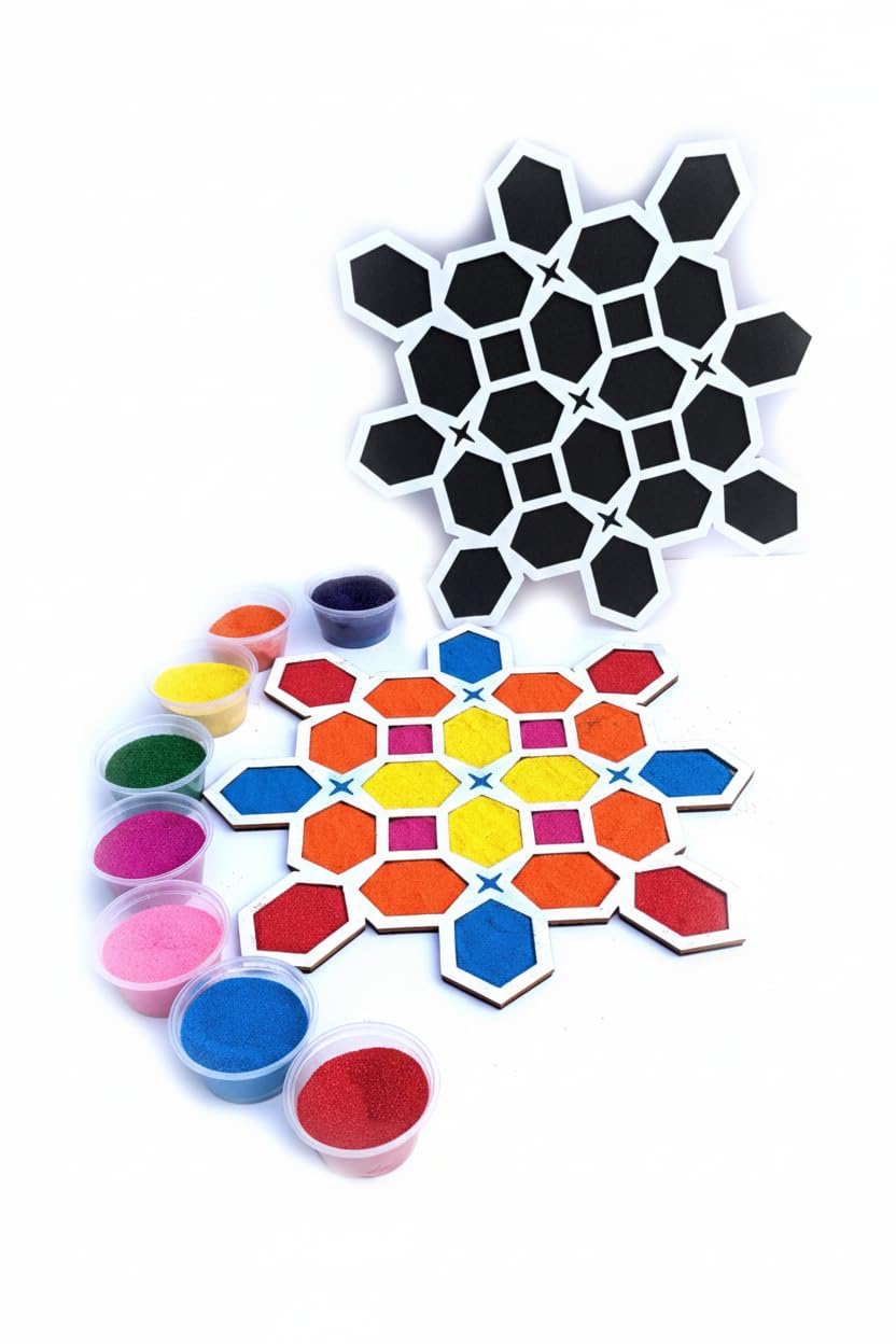 Reusable Rangoli Making Frame with Wooden Base