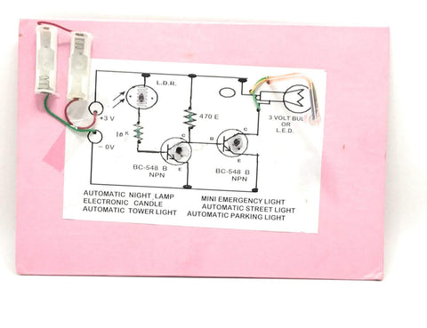 StepsToDo LDR Based Automatic Night Lamp/Electronic Candle/Mini Emergency Light/Automatic Street Light/Tower Light/Automatic Car Parking Light Ready Project on Card-Board