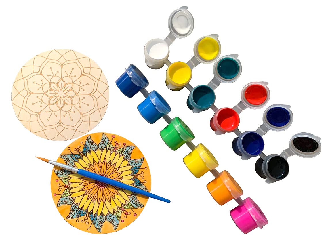 Mandala Coaster Painting Kit A – 6 × 4-Inch Bases, Case, Paints & Stand