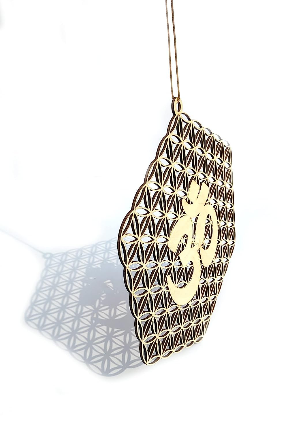 Flower of Life with OM – Hand-Painted Wooden Wall Art