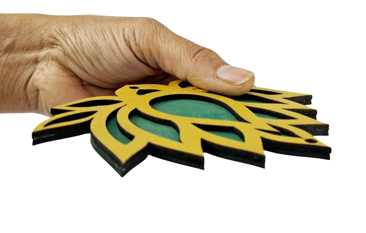 Wooden Lotus Cutouts – Set of 12, Golden with Choice of Colour