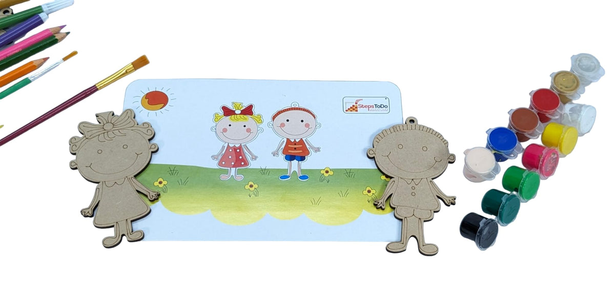 Family & Pets Wooden Painting Kit with Flash Cards