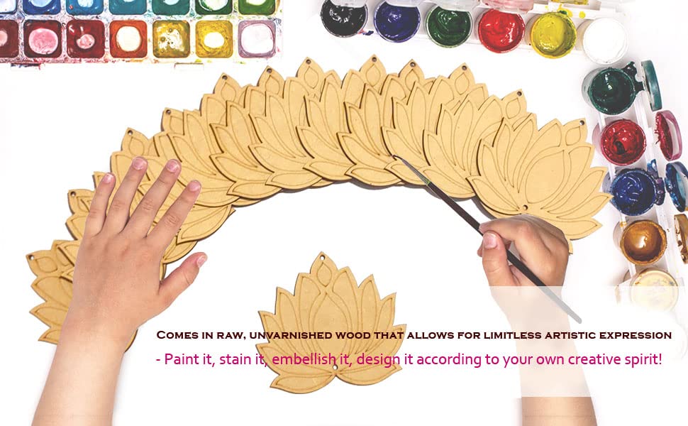 Unfinished Wooden Lotus Cutout – Type A, 4.5 Inch