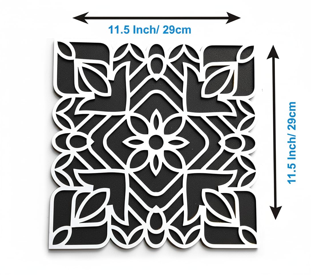Reusable Rangoli Frame with Wooden Base – Design B, 11.5 Inch