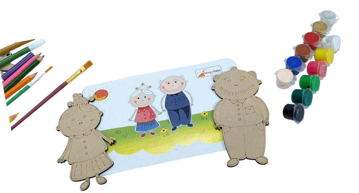 Family & Pets Wooden Painting Kit with Flash Cards