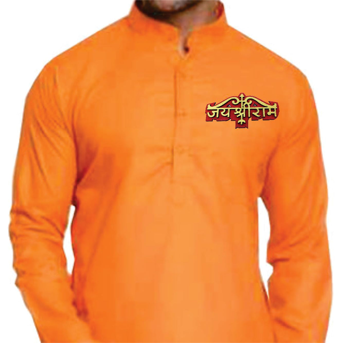 OiFashion जय श्री राम डबल-लेयर लकड़ी की ब्रोच – नारंगी और सुनहरा