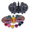 StepsToDo Reusable Rangoli Making Frame with Wooden Base. Simply Fill in with Rangoli, Pulses or Petals. Traditional Designs with Modern Day Ease of Use. Durable. Portable. (Peacock)