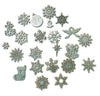 StepsToDo _ Snowflake Party Decoration Foam Ornaments Gift Set | Total 45 Pieces | Silver - Golden Hanging Ornaments (T348)