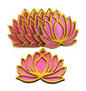StepsToDo _ Wooden Lotus Cutouts | Golden & Rose Pink (Set of 6) | DIY Rangoli Kit (T305)