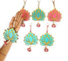 StepsToDo _ Two Sided Hanging Lotus Wooden Cut-Out/Latakan/Backdrops | Rose Pink and Ocean Blue Colored Handicraft | Gift Pack & Decoration for Diwali, Dashera, Pooja, Decorations, Festival Gift, Wedding Decorations (T326)