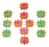 StepsToDo _ Golden Framed Lotus Flower Shape Wooden Cutout (Set of 12) | Rose Pink (6) & Ocean Blue (6) | DIY Rangoli | For Diwali, Dashera, Pooja, Festival, Wedding Decorations | Festive Gift (T322)