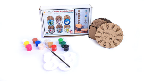 StepsToDo Pitchwai Art Painting Kit A. DIY Tea Coaster Set. Wooden Craft Kit. 2-in-1 Usage. Use as Table Top Coaster or Wall Hanging Decor.