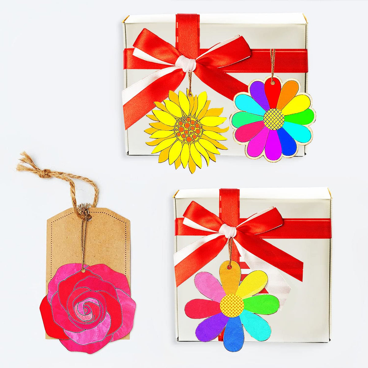 Unfinished Wooden Flower Cutouts – 50 Pieces, 5 Designs
