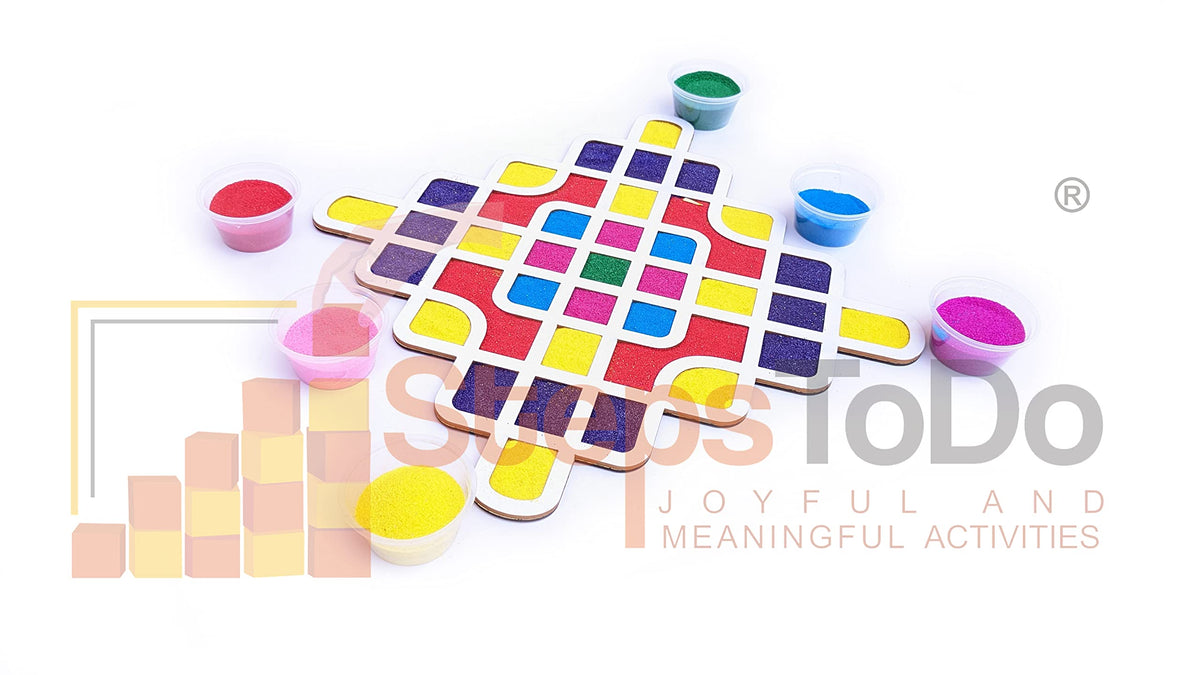 Reusable Kolam/Muggulu Rangoli Template with Wooden Base – 11.5 Inch