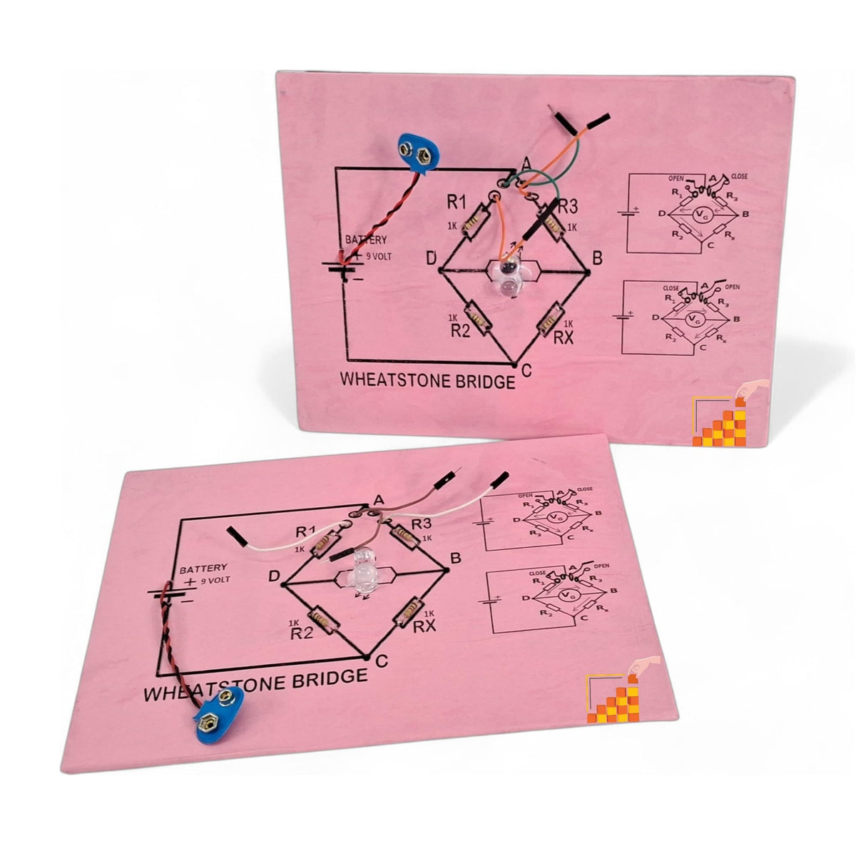 Ready-made Wheatstone Bridge circuit project on cardboard