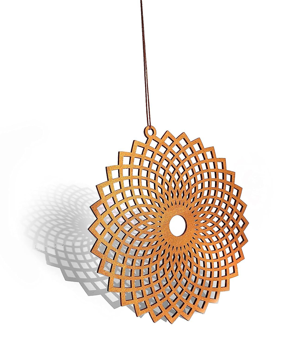 Angular Torus Flower – Hand-Painted Wooden Wall Art