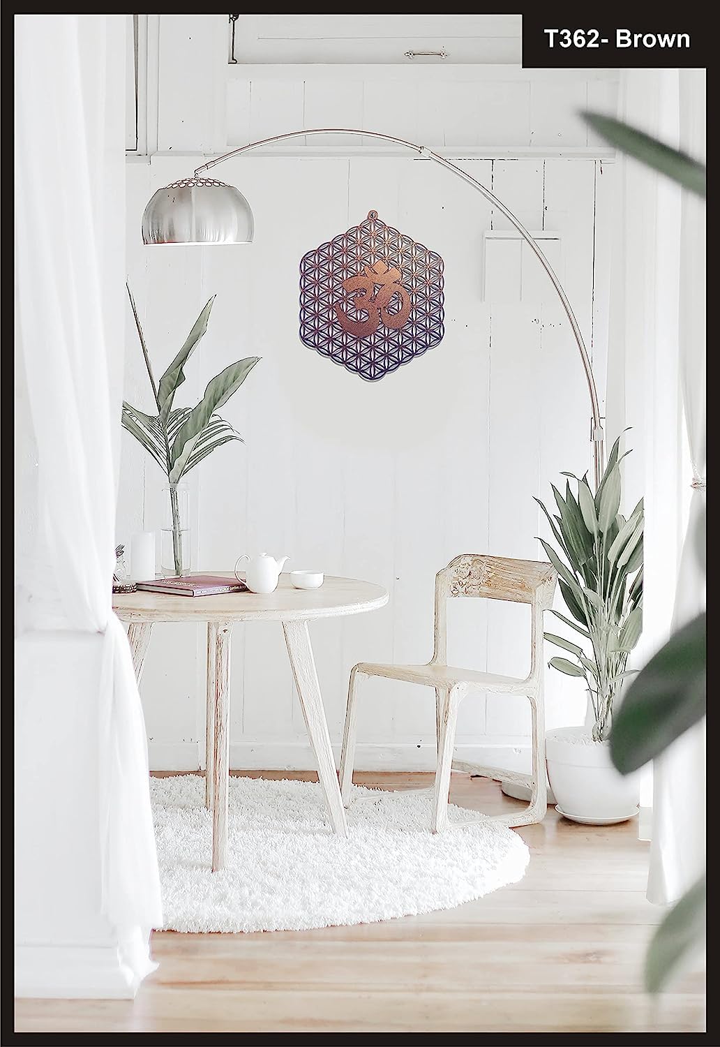 Flower of Life with OM – Hand-Painted Wooden Wall Art
