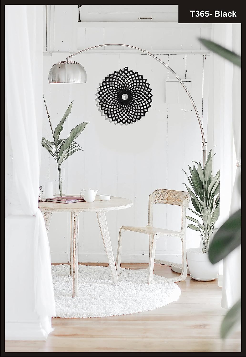 Angular Torus Flower – Hand-Painted Wooden Wall Art
