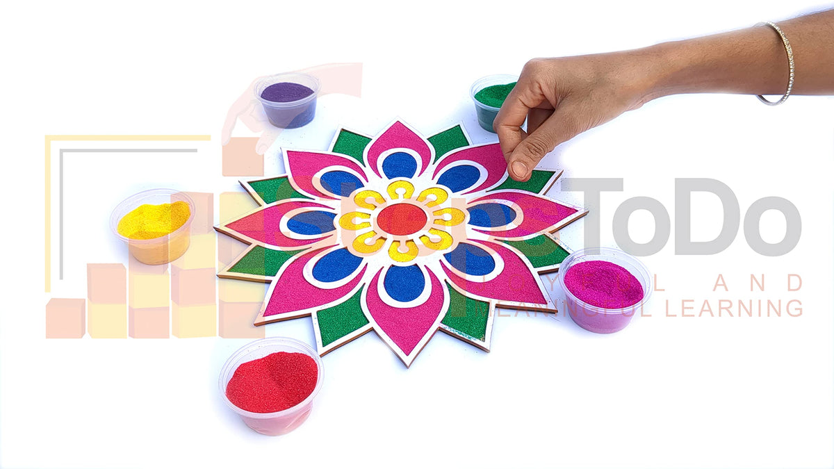 Reusable Rangoli Making Frame with Wooden Base