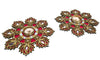 StepsToDo Hand-Painted Wooden Lotus Tealight Candle Holder Plate Set of 2 | Mirror-Decorated | 2 Plates with 2 Golden Watis & 2 Tealight Candles | Reusable Festive Decor for Diwali & Weddings