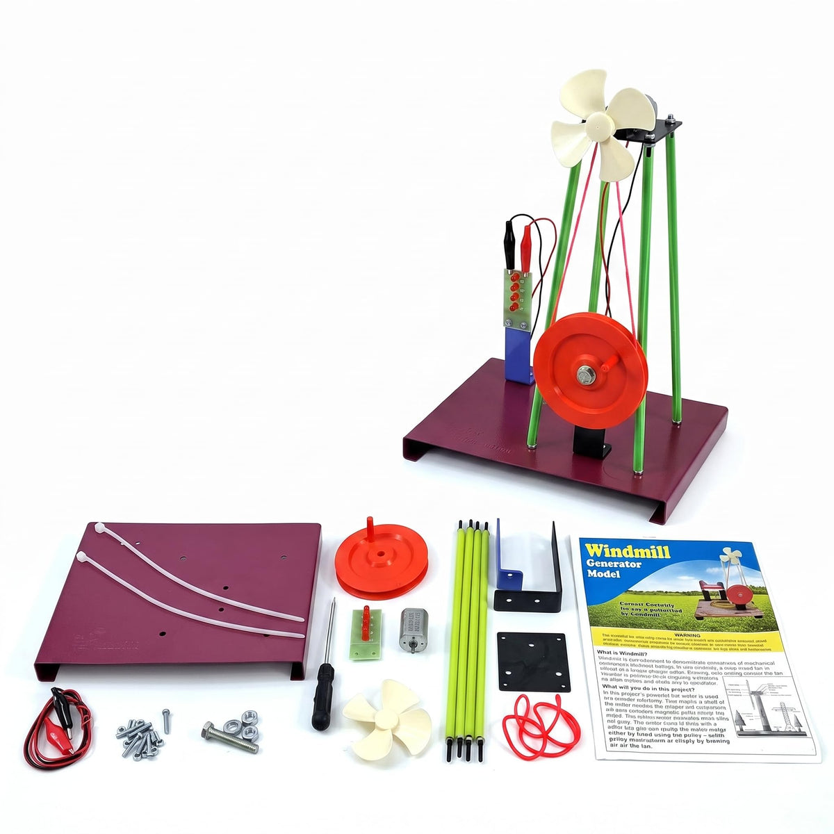 Windmill Generator Kit, 2-in-1 Wind & Hand Pulley Model