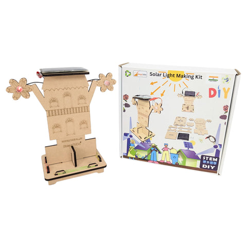 StepsToDo Wooden STEM Teaching Kit - Solar Street Light with Live Solar Panel | Solar Power Generation DIY Kit for Concept Development & Skills Building