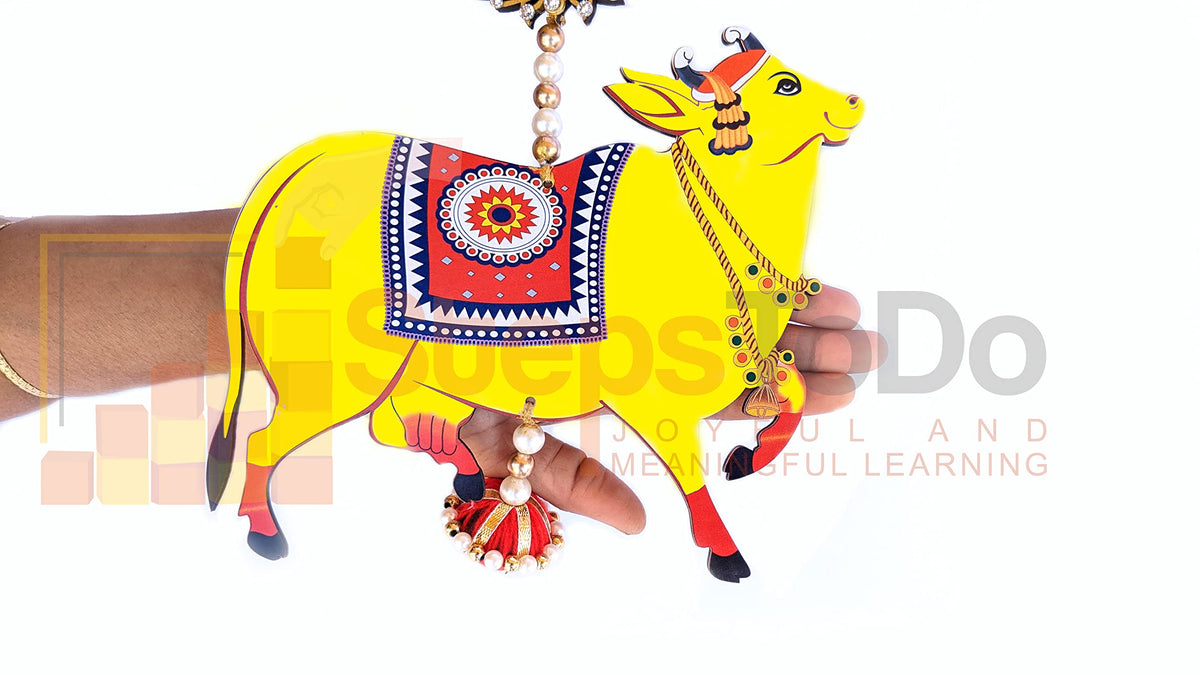 Handmade Pichwai Cow & Lotus Hangings – Jhumki Style