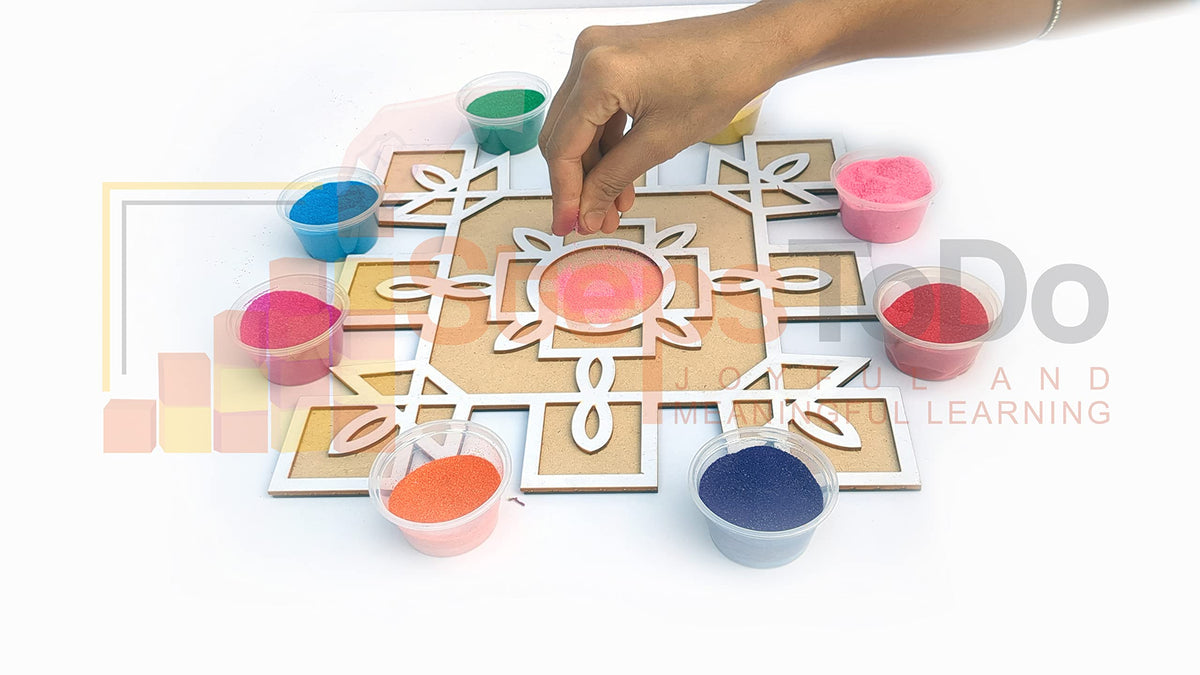 Reusable Rangoli Making Frame with Wooden Base