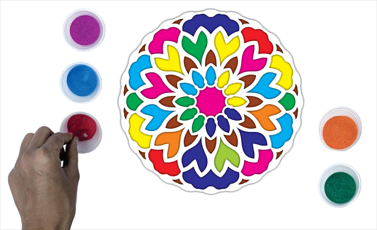 Reusable Rangoli Frame with Wooden Base – Design 33