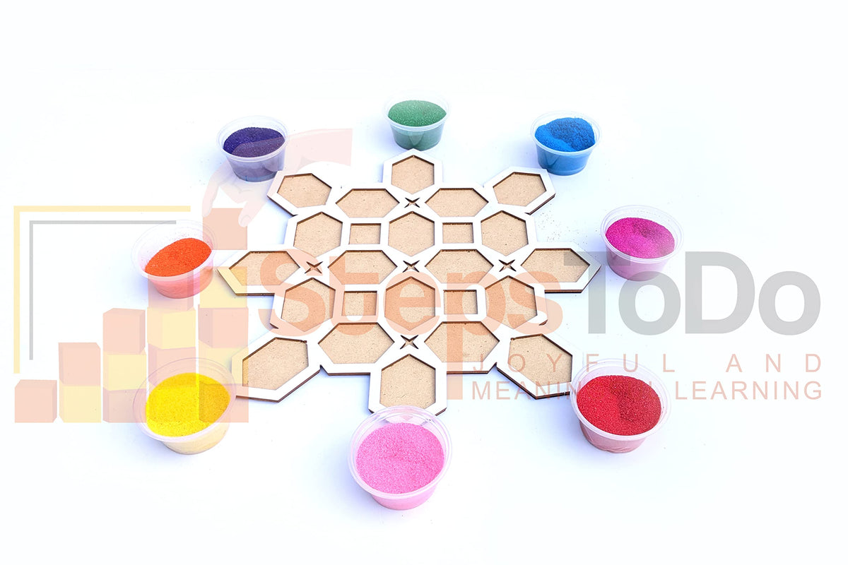 Reusable Rangoli Making Frame with Wooden Base