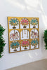 StepsToDo Jharokha Backdrop Frame with Lotus, Cow, and Calf. 18 Inch. Hand-Painted. Mirror Work. Traditional Decorative Wall Showpiece. Ethnic Wall Hanging. Auspicious Festive Gift. Handcrafted