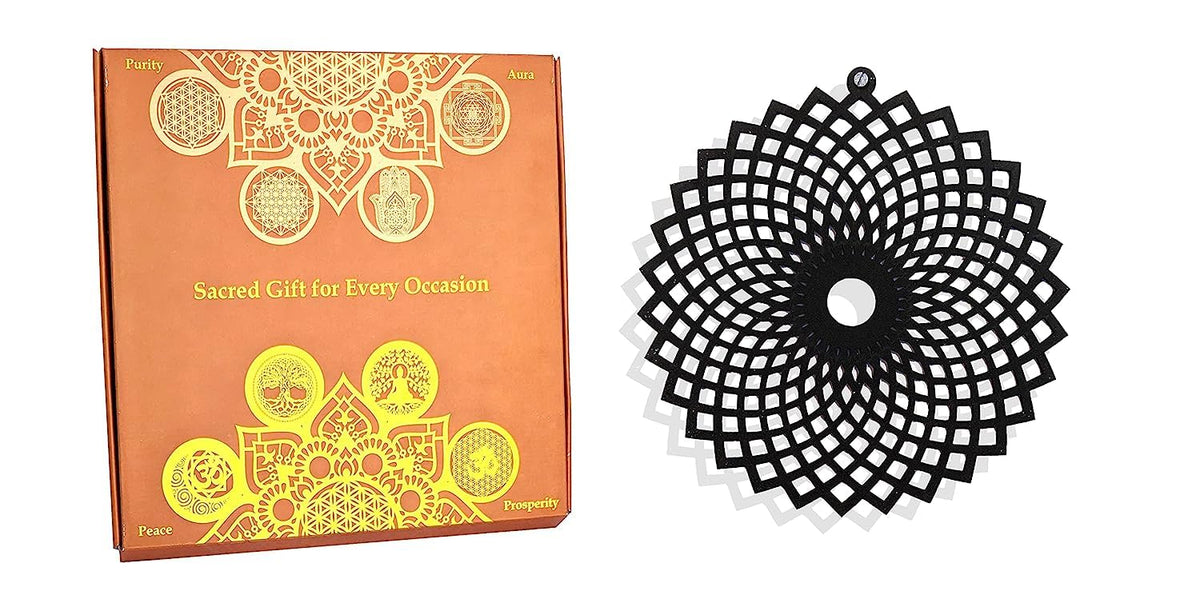 Angular Torus Flower – Hand-Painted Wooden Wall Art