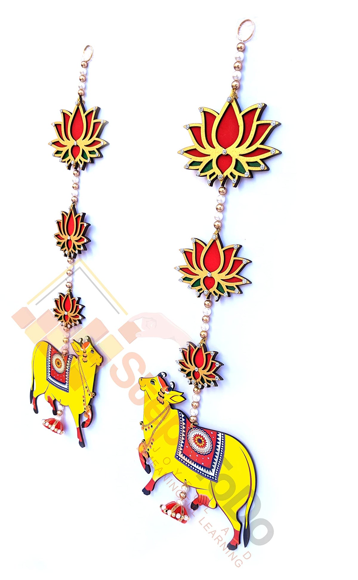 Handmade Pichwai Cow & Lotus Hangings – Jhumki Style