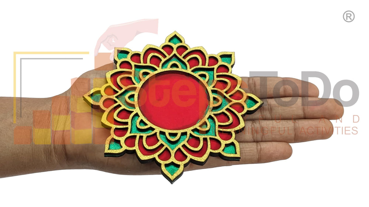 Hand-Painted Wooden Tealight Holder (Diya Stand) – Type 1, 4 Inch