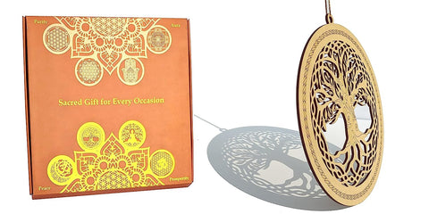StepsToDo Tree of Life Wall Decoration. Postive Energy Room Hanging. Wooden Sacred Geometry Art. Chakra Tree Spiritual Gift. Hand Painted Handicraft