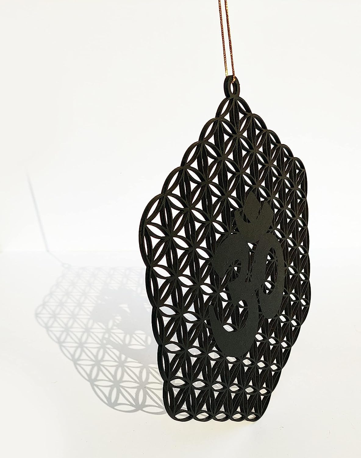 Flower of Life with OM – Hand-Painted Wooden Wall Art