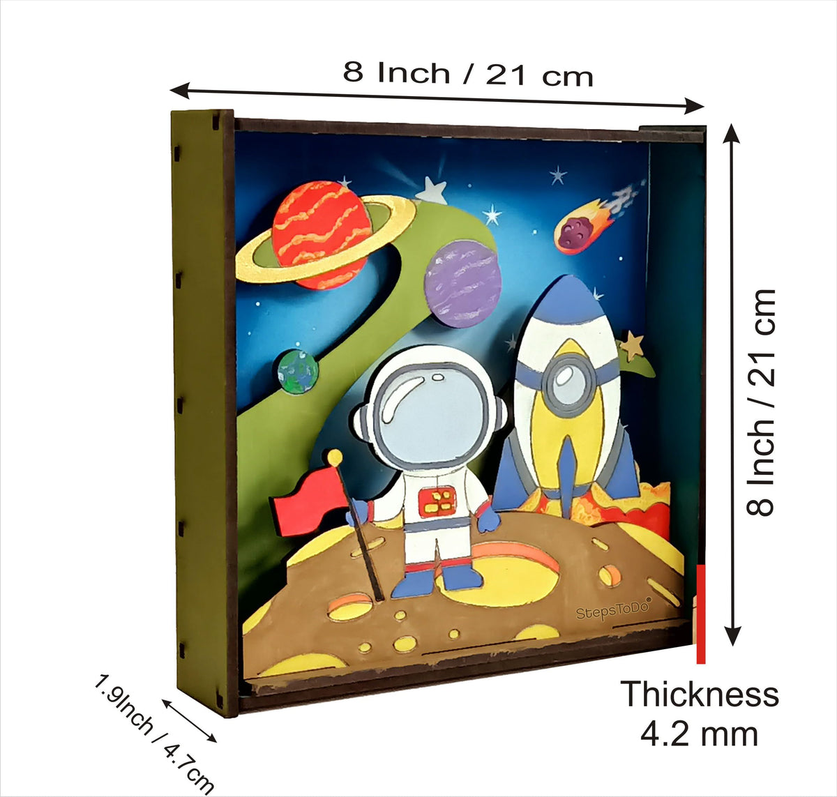DIY Wooden Space & Astronaut 3D Frame Painting Kit – 8-Inch Square