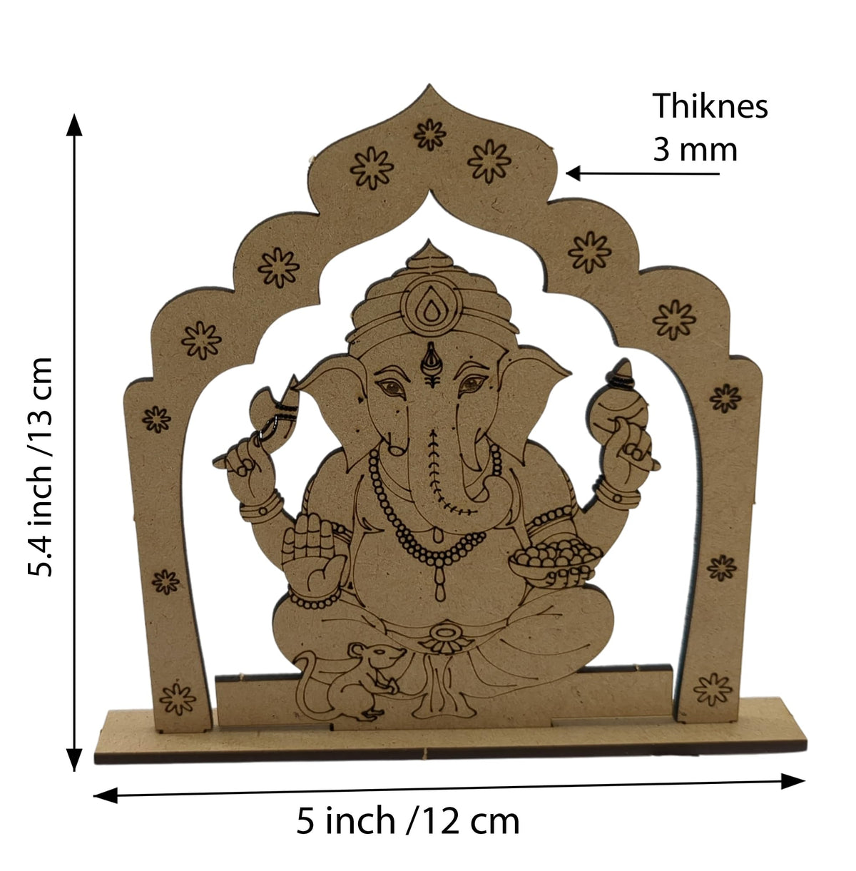 DIY Wooden Ganesha Painting Kit with 12 Tempera Colours & Brush