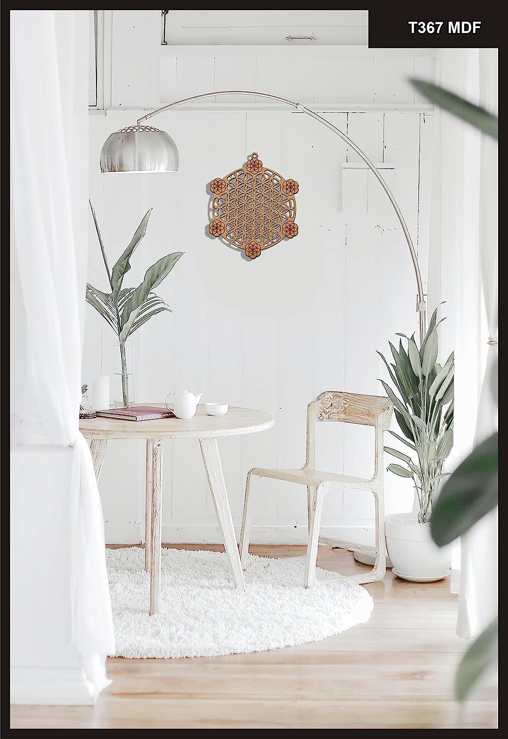 Flower & Seed of Life – Hand-Painted Wooden Wall Art