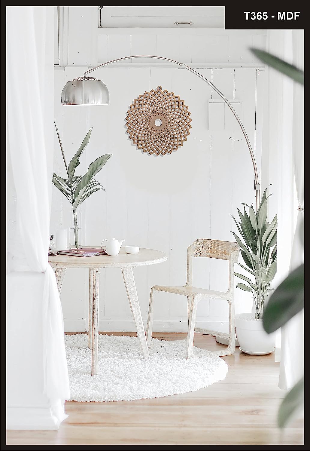 Angular Torus Flower – Hand-Painted Wooden Wall Art