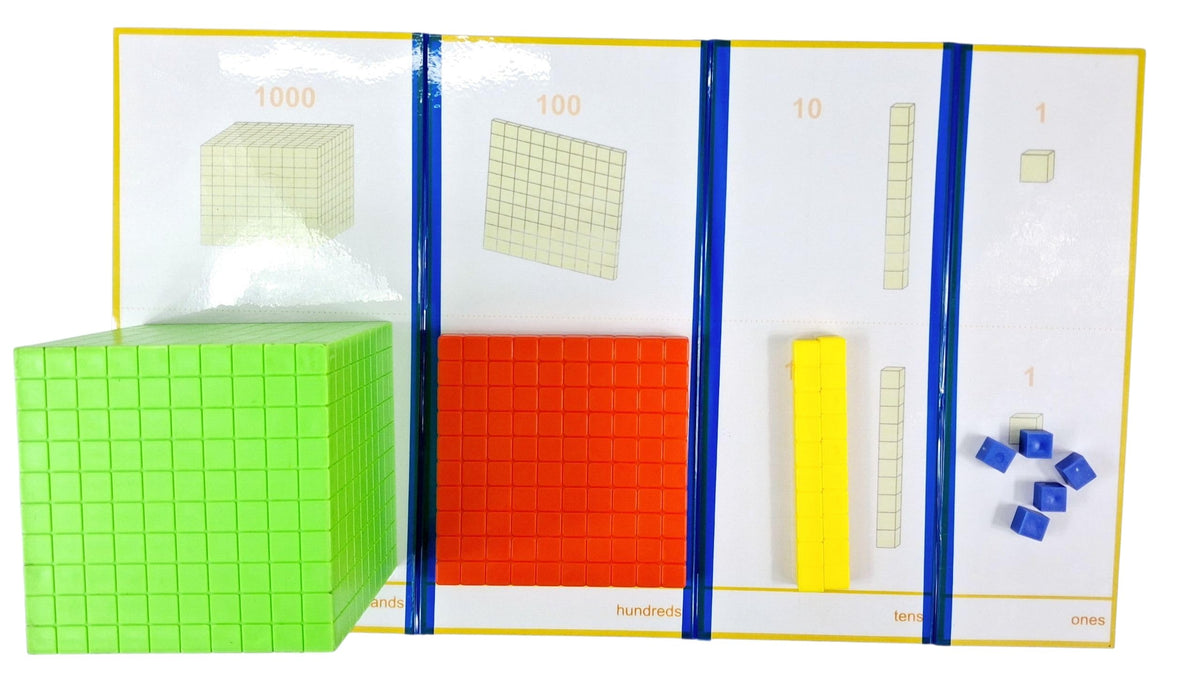 Multicolour Base Ten Blocks Kit – 131 Pieces, Place Value Mats & Activity Book