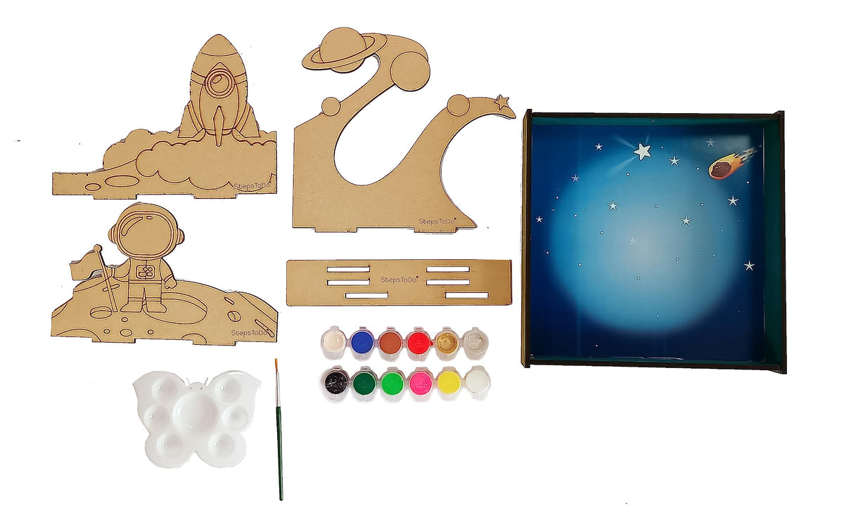 DIY Wooden Space & Astronaut 3D Frame Painting Kit – 8-Inch Square