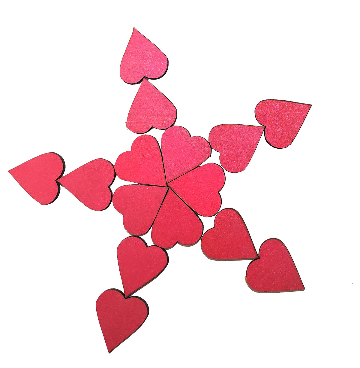 Bright Pink Wooden Heart Cutouts – Pack of 100