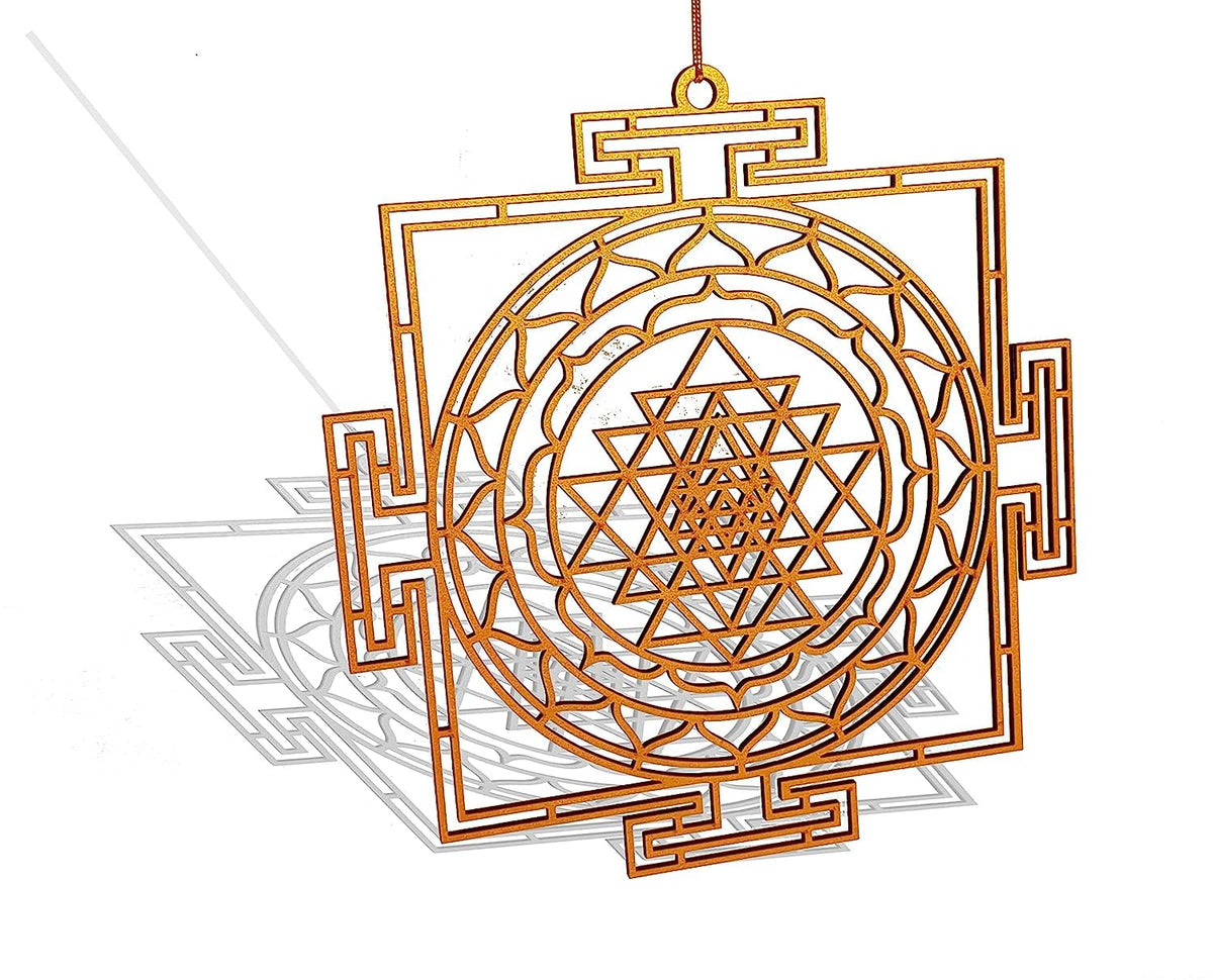 Sri Yantra – Hand-Painted Wooden Wall Art