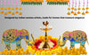 Hand-Painted Wooden Elephant Stands – Mirror-Image Pair with Mirror Work